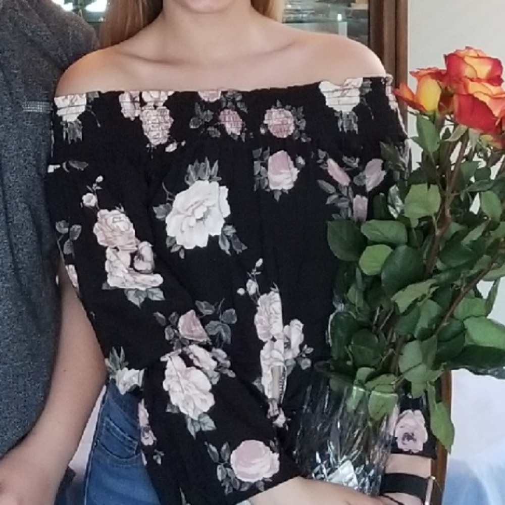 off the shoulder floral crop top